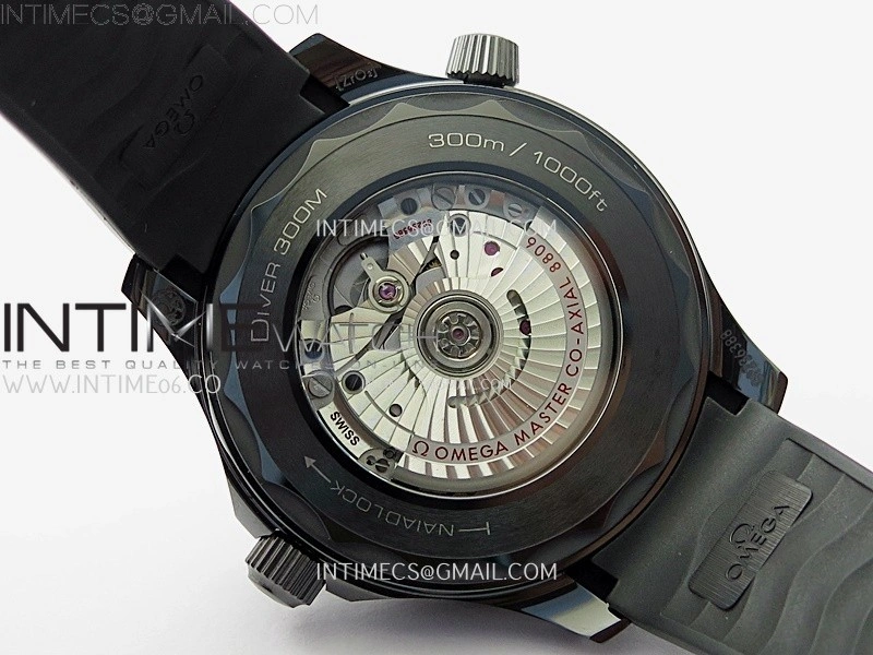 Seamaster 300m 43.5mm Black Ceramic VSF 1:1 Best Edition Black Dial on Black Rubber Strap A8806